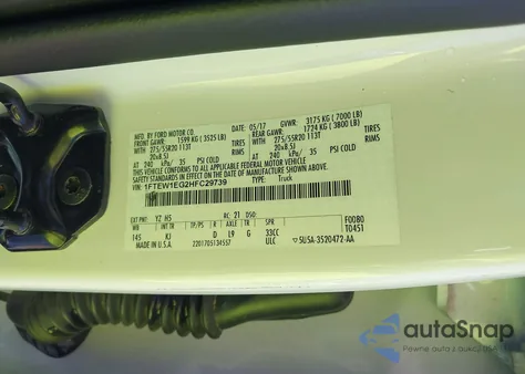 2017 Ford F150 Supercrew z USA, uszkodzony, nr VIN 1FTEW1EG2HFC29739